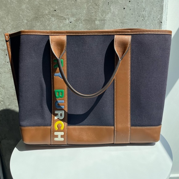 SOLD Tory Burch Perry Medium Multi-Stripe Canvas Tote - Picture 4 of 14